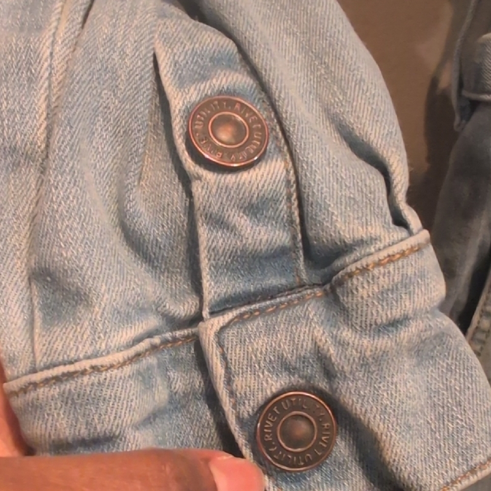 Rivet Utility Trendsetter Denim Romper XL Light Wash Zip Front Tie Waist Jumpsui - Picture 13 of 15
